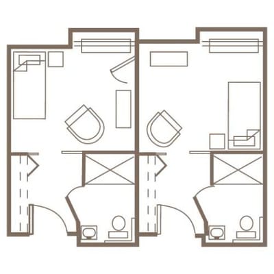Architectural floor plan of resident units