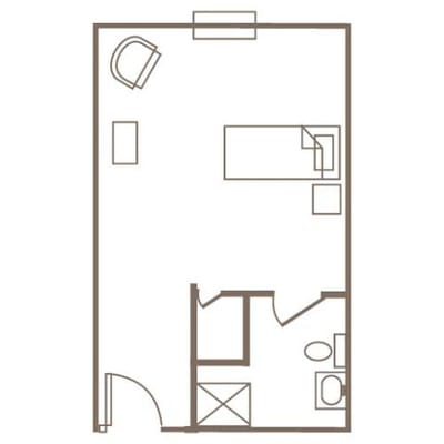 Architectural floor plan of a resident unit