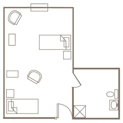 Architectural floor plan of a resident room