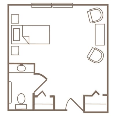 Simple architectural floor plan of a resident unit