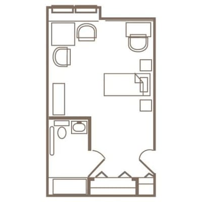 Architectural floor plan of a resident unit