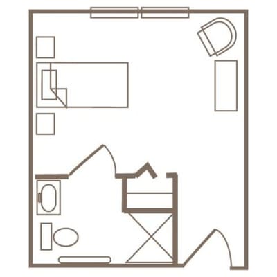 Architectural floor plan of a resident room