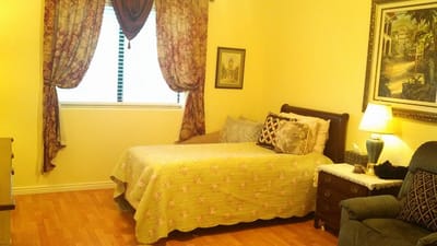 Cozy resident room with a bed and decor