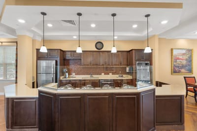 Well-appointed dining area in a senior living facility