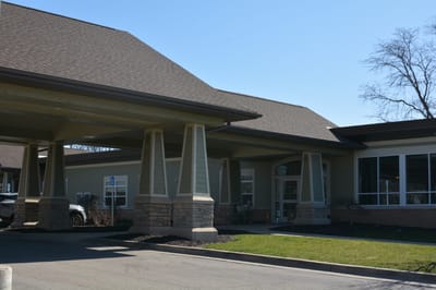 Exterior view of The Cortland Riverside Gardens entrance