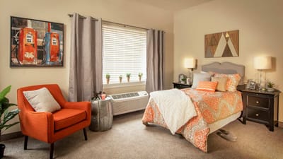 Cozy private resident room with warm decor