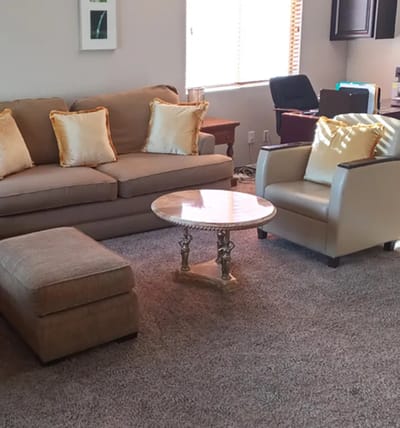 Cozy living room setup with comfortable furniture