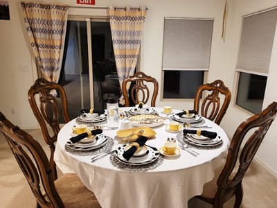 Elegant dining table set for a meal