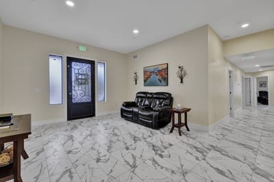 Interior lobby with seating and decor