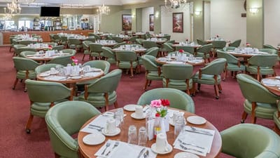 Dining room set up for a meal service