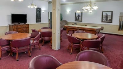 Common area with pool tables and seating