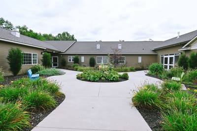 Garden area with pathways and seating