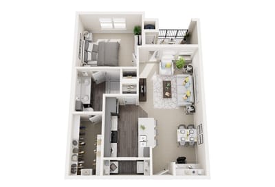 Floor plan of a one-bedroom apartment layout