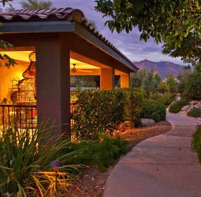 Pathway leading to a warm entrance of the facility