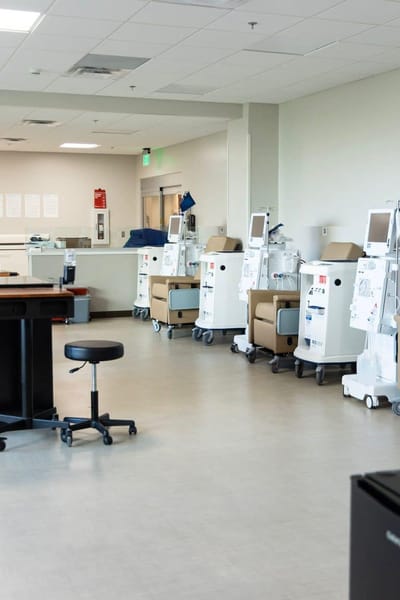 Interior view of a healthcare facility with medical equipment