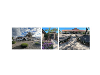 Exterior views of the assisted living facility with landscaping
