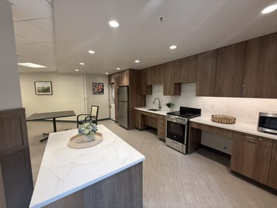 Modern kitchen area in a senior care facility