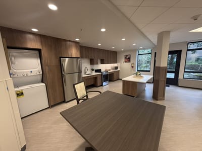 Bright, modern kitchen area at the facility