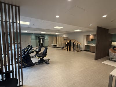 Interior view of a fitness area with equipment