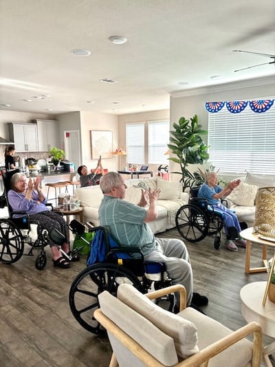 Residents participating in an activity in a common area