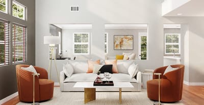 Bright interior living space with modern furniture