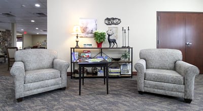 Cozy seating area with armchairs and decor