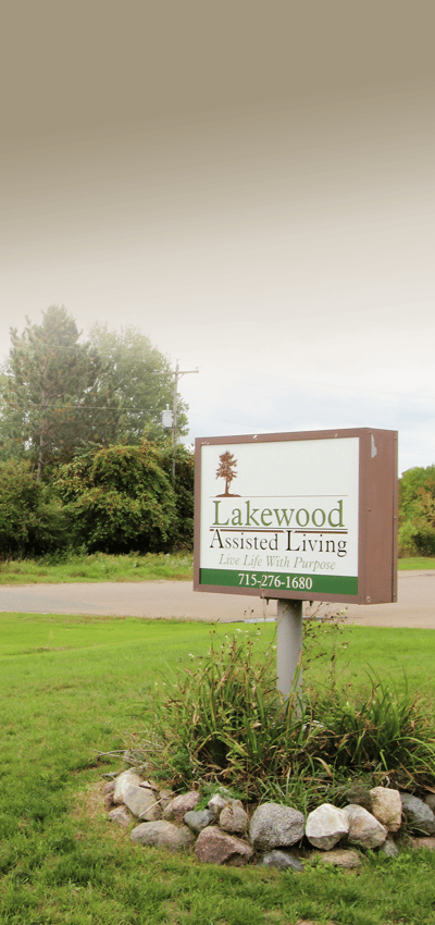 Signage for Lakewood Assisted Living outside the facility