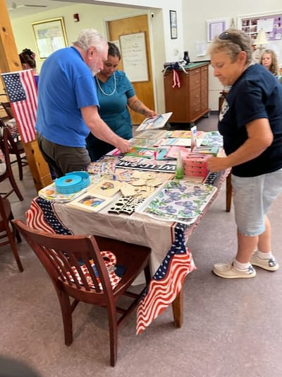 Residents engaged in an arts and crafts activity
