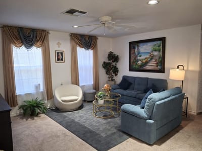 Cozy interior view of a living room area