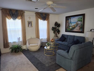 Cozy interior lounge area with comfortable seating
