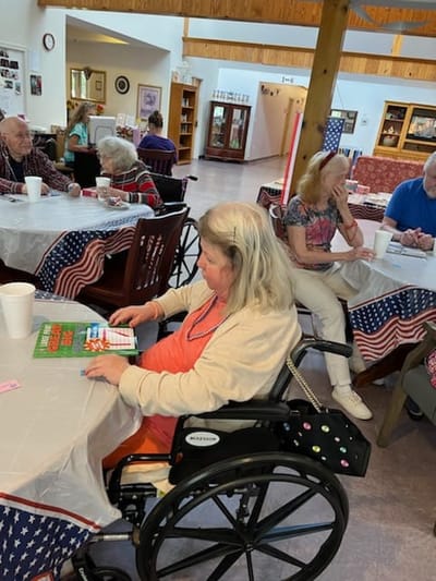 Residents engaging in an activity in a common area