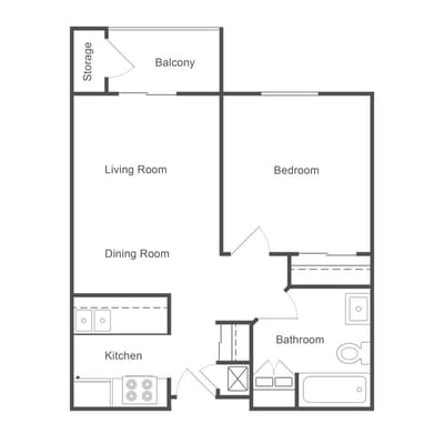 Architectural floor plan with designated rooms