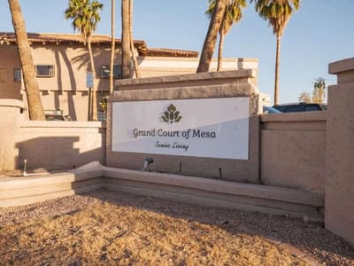 Sign for Grand Court of Mesa Senior Living