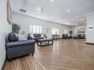 Bright lounge area with comfortable seating