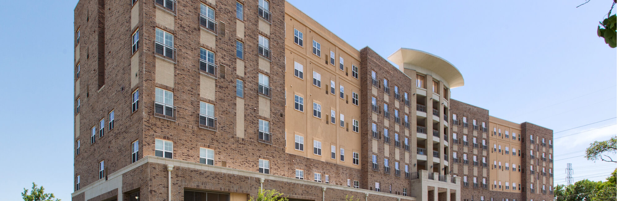 Exterior view of a senior living facility building