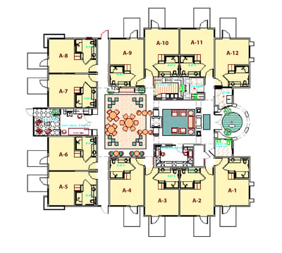 Architectural floor plan of facility layout