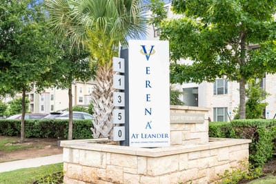 Verena at Leander, independent living in Leander, TX — Sign for Verena at Leander senior living facility