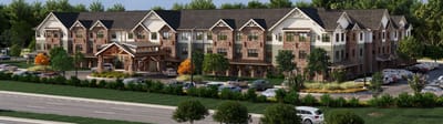 Aerial view of the Watercrest Fredericksburg building exterior