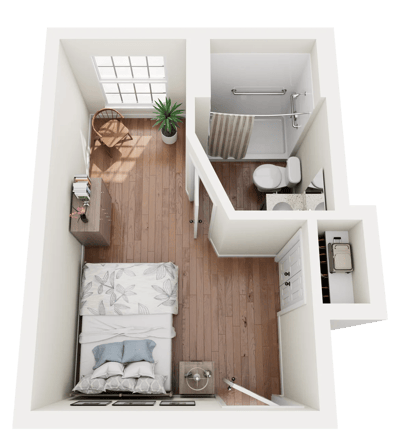 Interior layout of a private resident room