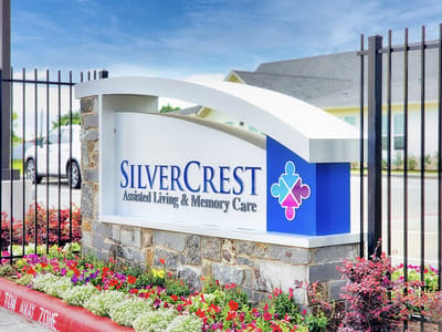 Facility sign for SilverCrest Assisted Living and Memory Care