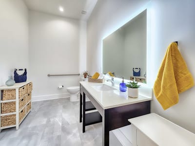 Modern bathroom with elegant decor and lighting