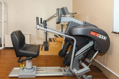 Interior view of a fitness machine in a therapy area