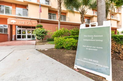 Building exterior with signage and entrance