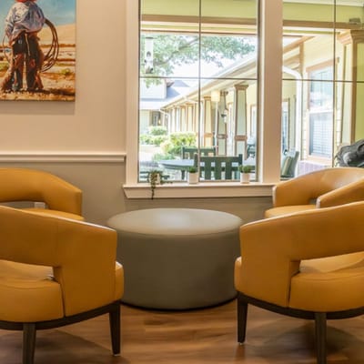 Interior common area with seating and window view