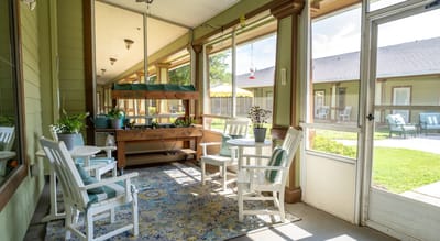 Indoor common area with seating and plants