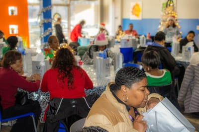 Residents participating in a holiday celebration