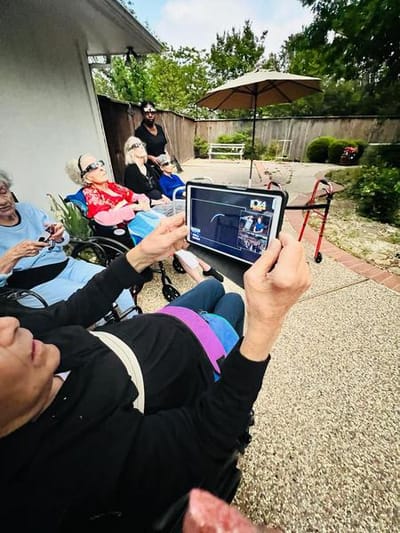 Residents enjoying an outdoor gathering