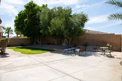 Quiet outdoor space with seating area