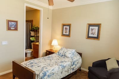 Cozy resident bedroom with bathroom access