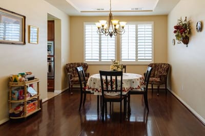 Cozy dining area with chairs and table